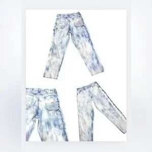 Men's Relaxed Fit Acid Wash Carpenter‎ Jeans Blue Distressed Size 34x34